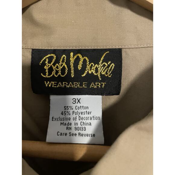 Bob Mackie Wearable Art Womens Top Size 3X Brown Embroidered Button Up READ - Picture 4 of 8